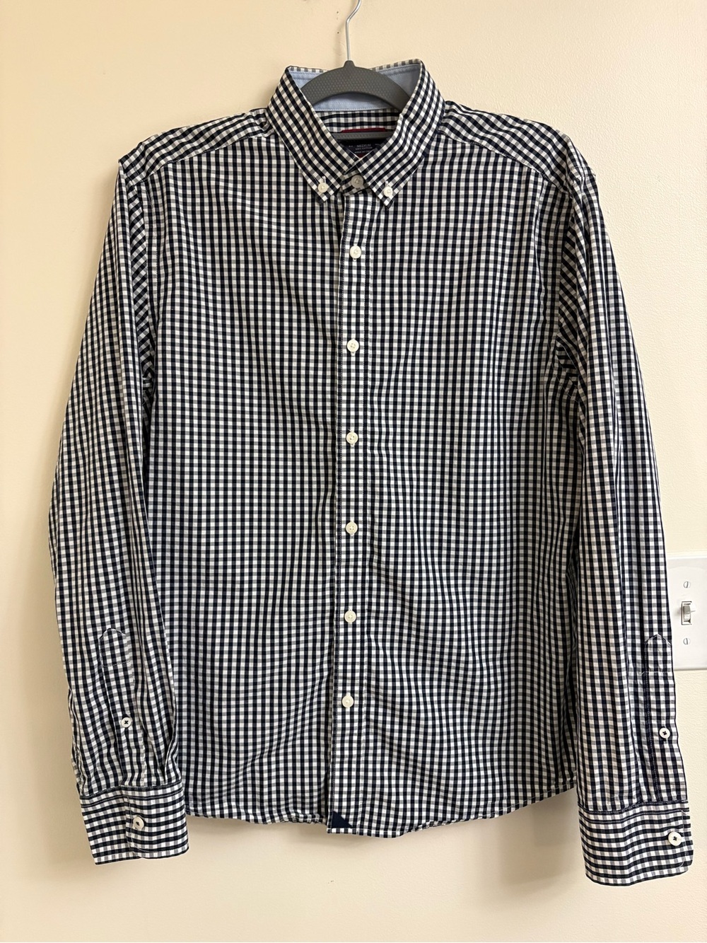 Men's Black & White Gingham Button-Down Shirt
